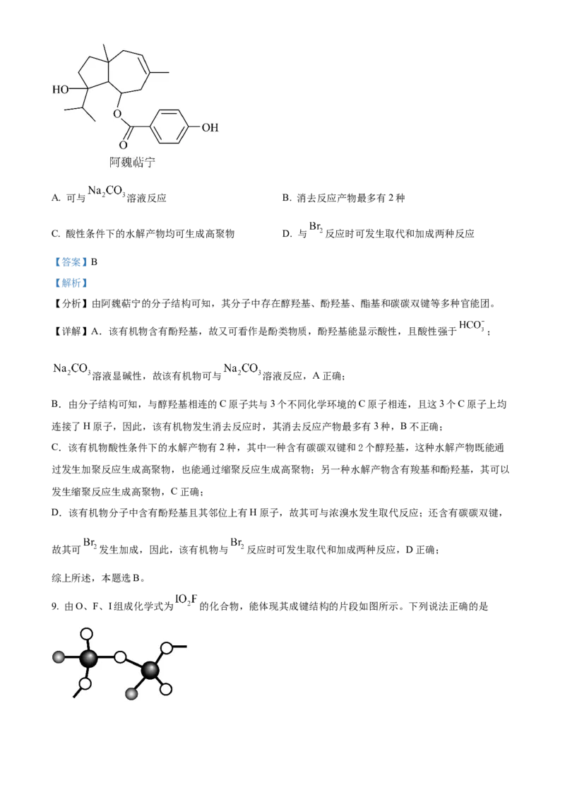 2024年高考化学真题（山东自主命题）（解析版）_全国卷+地方卷_5.化学_1.化学高考真题试卷_2024年高考-化学_2024年山东自主命题-化学