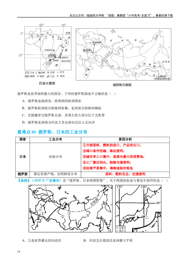 专题14俄罗斯和印度（讲义）（原卷版）_02中考总复习（2026版更新中）_09-地理-中考总复习_2024年中考复习资料_一轮复习_❤2024年中考地理一轮复习讲练测（全国通用）_配套讲义