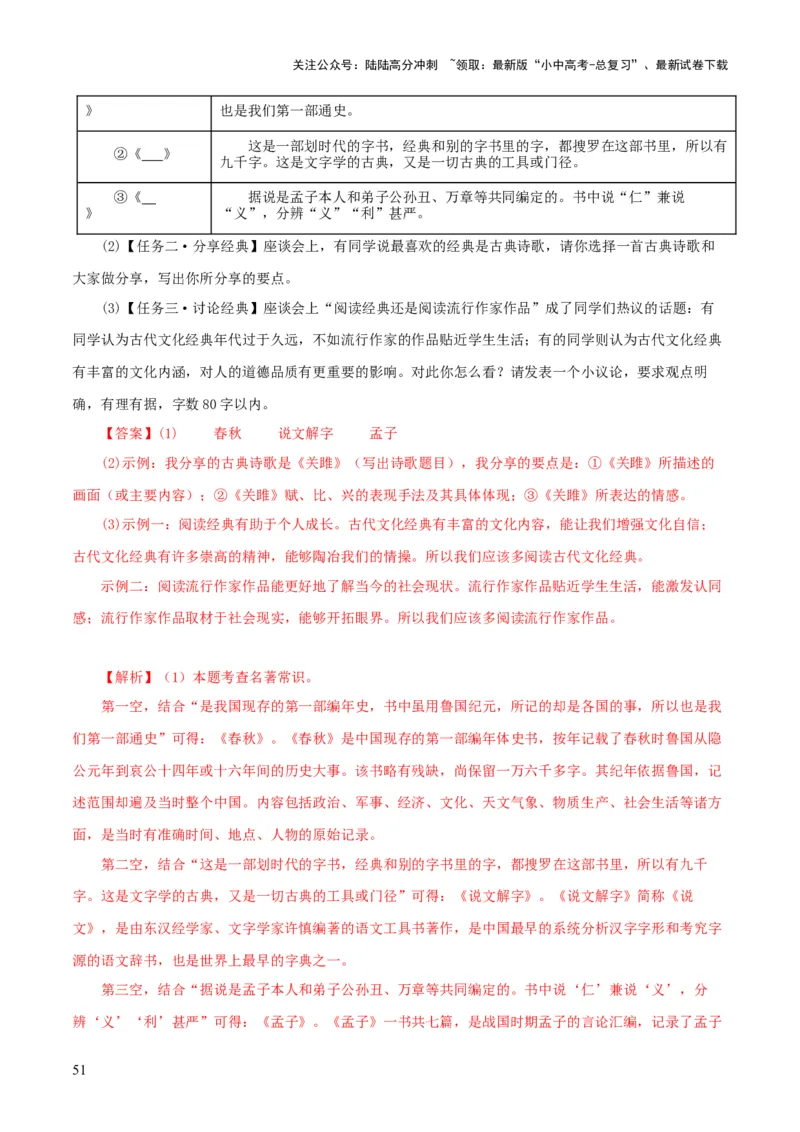 专题14《经典常谈》主题阅读活动优选40题-2024年中考语文复习之《经典常谈》章节阅读与训练（解析版）_02中考总复习（2026版更新中）_01-语文-中考总复习_2024年中考资料_专项复习资料