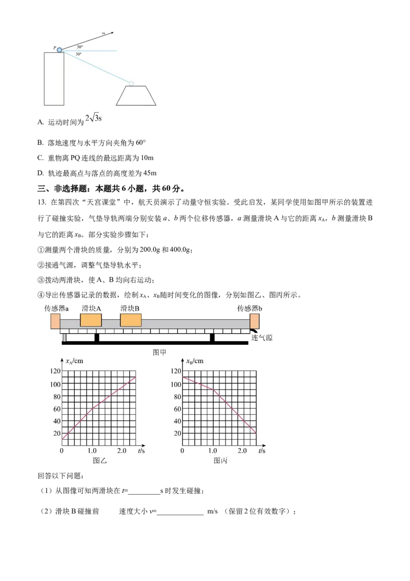 2024年高考物理真题（山东自主命题）（原卷版）_全国卷+地方卷_4.物理_1.物理高考真题试卷_2024年高考-物理_2024年山东自主命题-物理