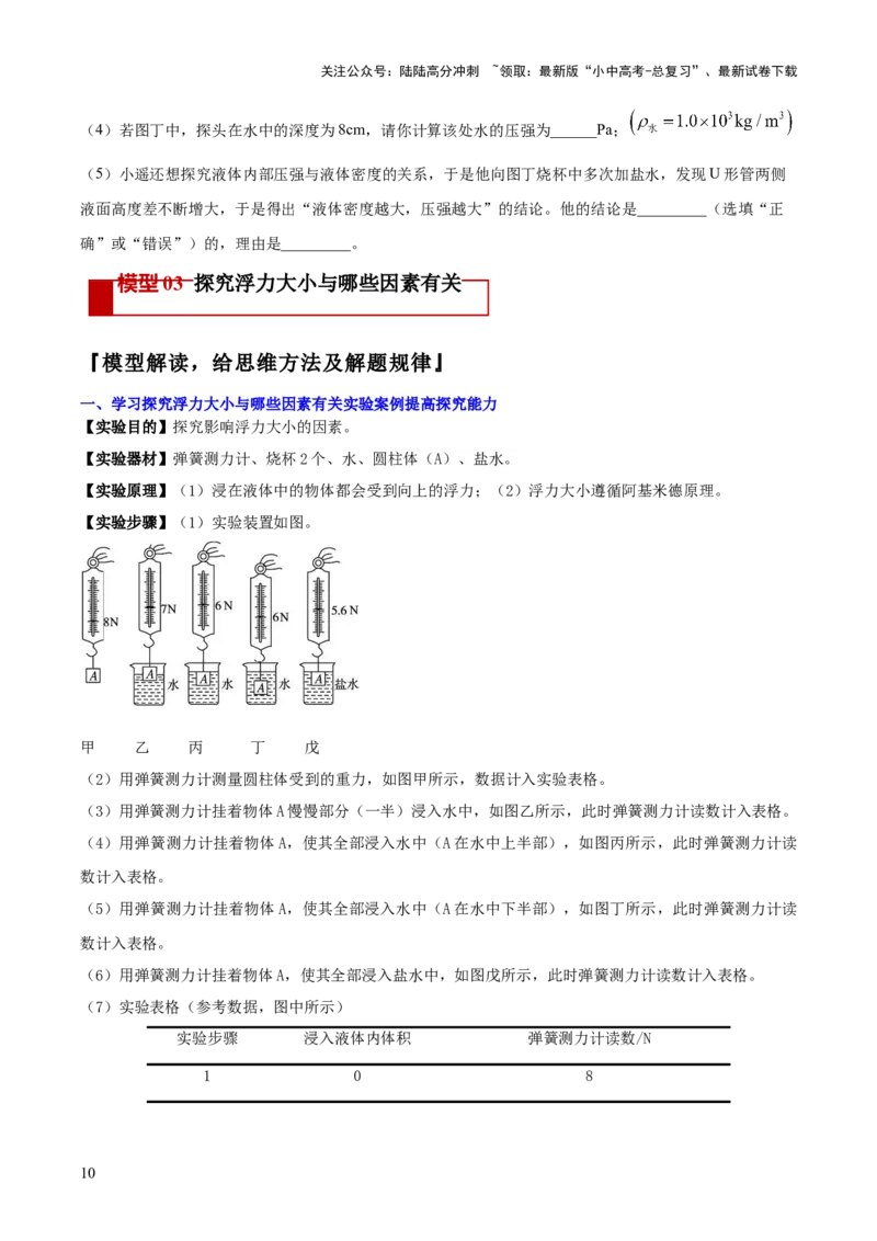 专题14力学必考的四个重点实验（原卷版）_02中考总复习（2026版更新中）_04-物理-中考总复习_2025年中考复习资料_2025年中考物理答题方法模板