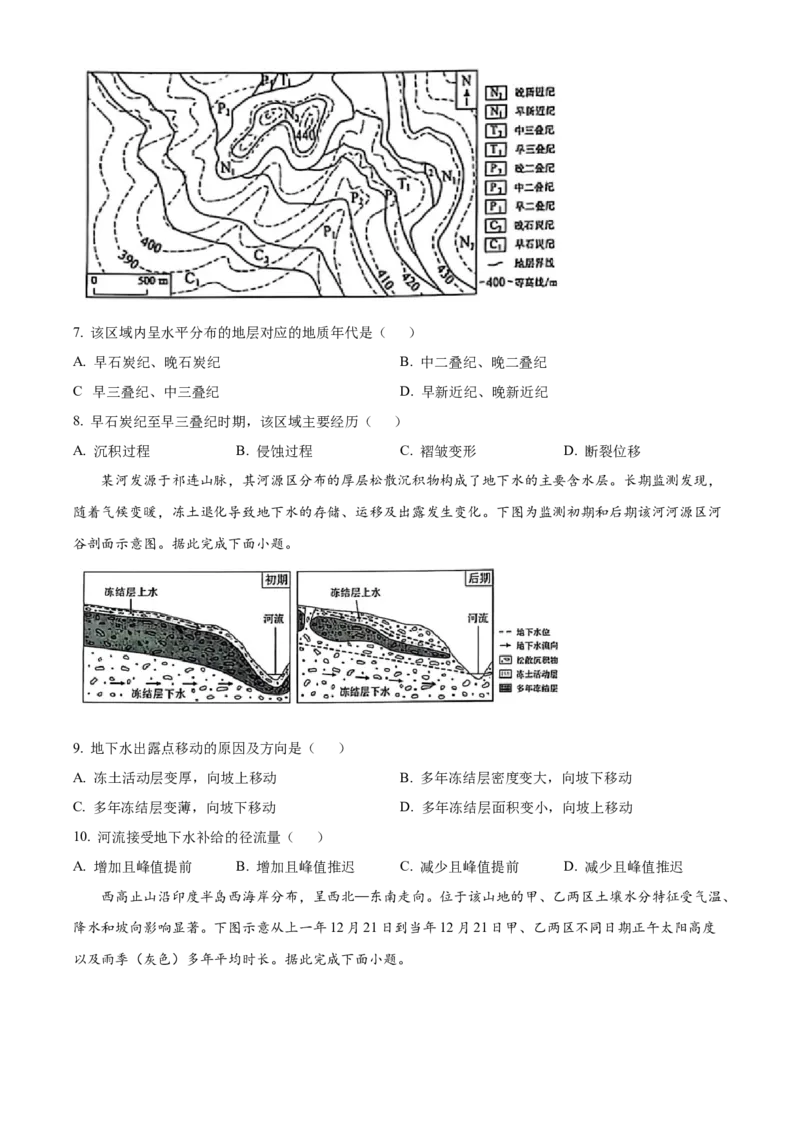 2025年高考地理真题（黑龙江、吉林、辽宁、内蒙古）（原卷版）_全国卷+地方卷_8.地理_1.地理高考真题试卷_2025年高考-地理_2025年高考地理真题（黑龙江吉林辽宁内蒙古）