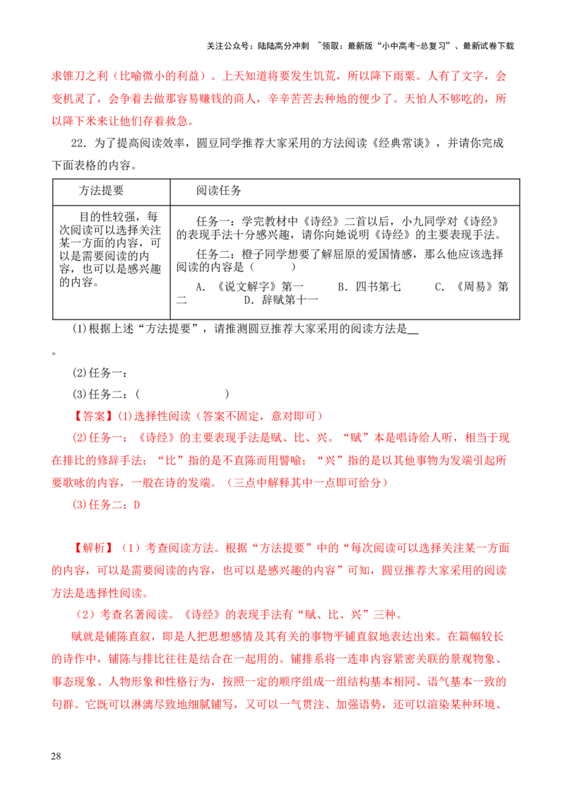 专题13文第十三-2024年中考语文复习之《经典常谈》章节阅读与训练（解析版）_02中考总复习（2026版更新中）_01-语文-中考总复习_2024年中考资料_专项复习资料