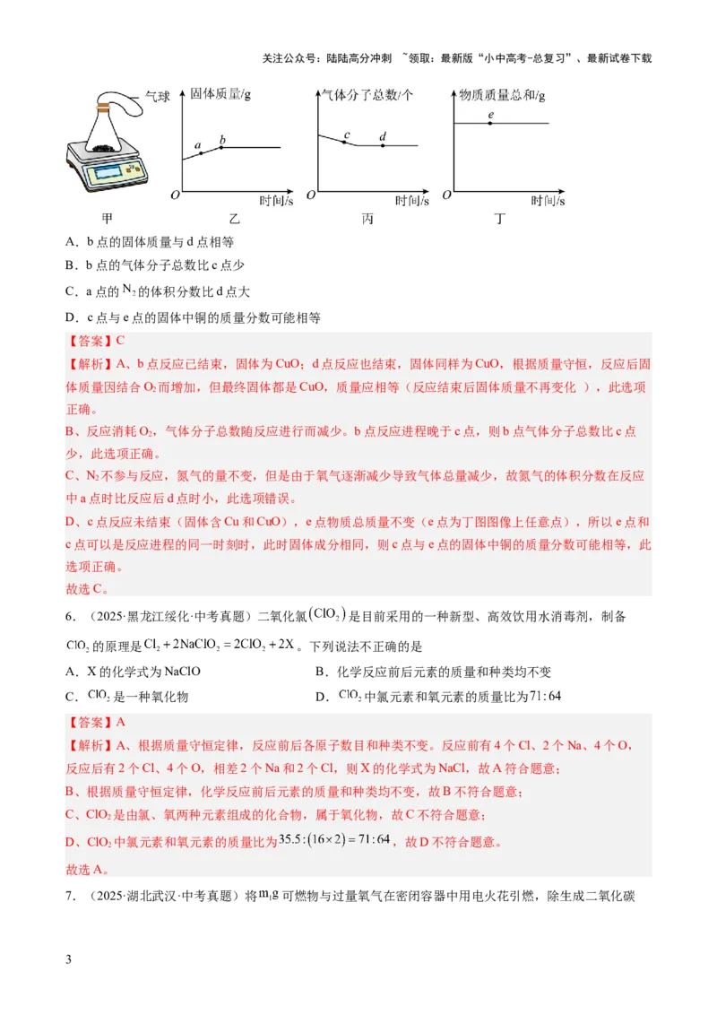 专题13质量守恒定律和化学方程式（解析版）_02中考总复习（2026版更新中）_05-化学-中考总复习_2026年中考复习（更新中）