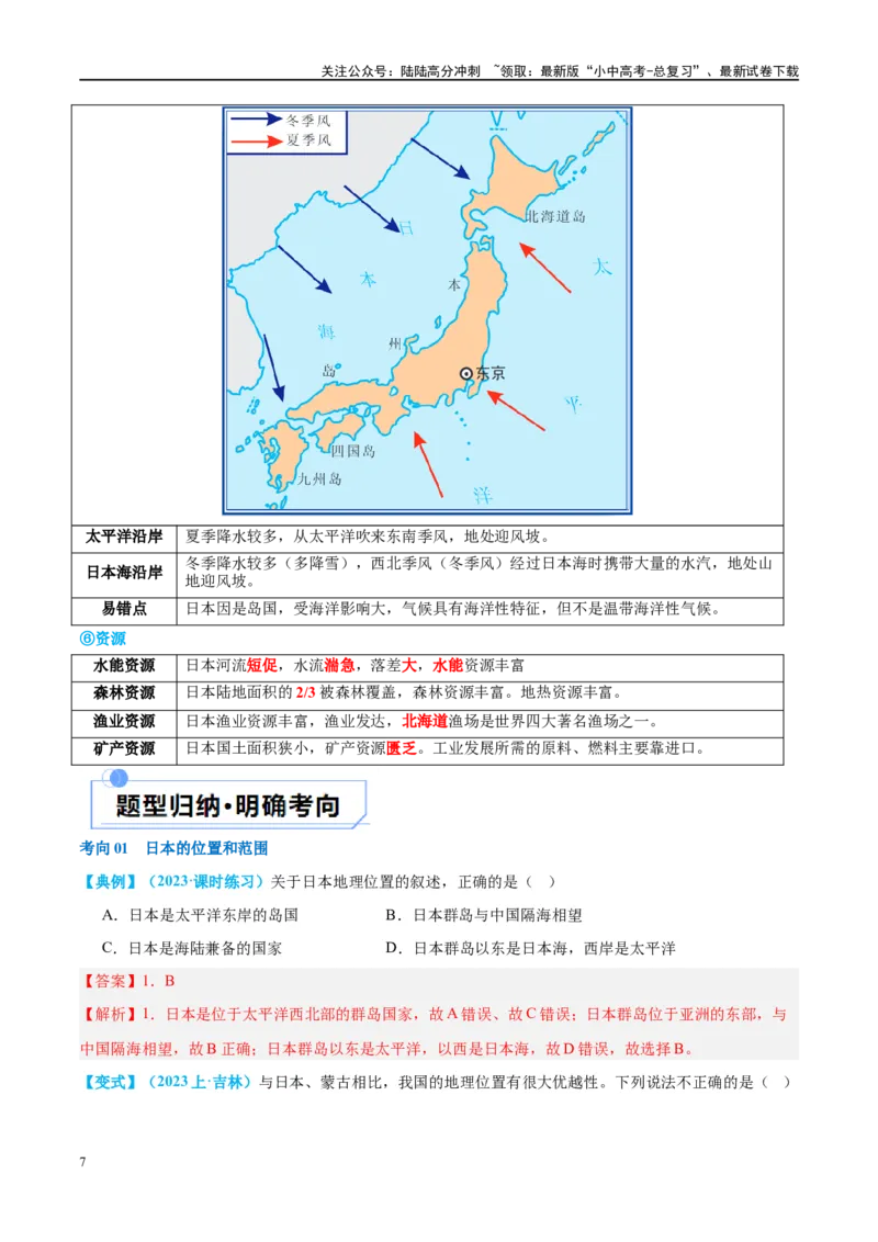 专题13日本和埃及（讲义）（解析版）_02中考总复习（2026版更新中）_09-地理-中考总复习_2024年中考复习资料_一轮复习_❤2024年中考地理一轮复习讲练测（全国通用）_配套讲义