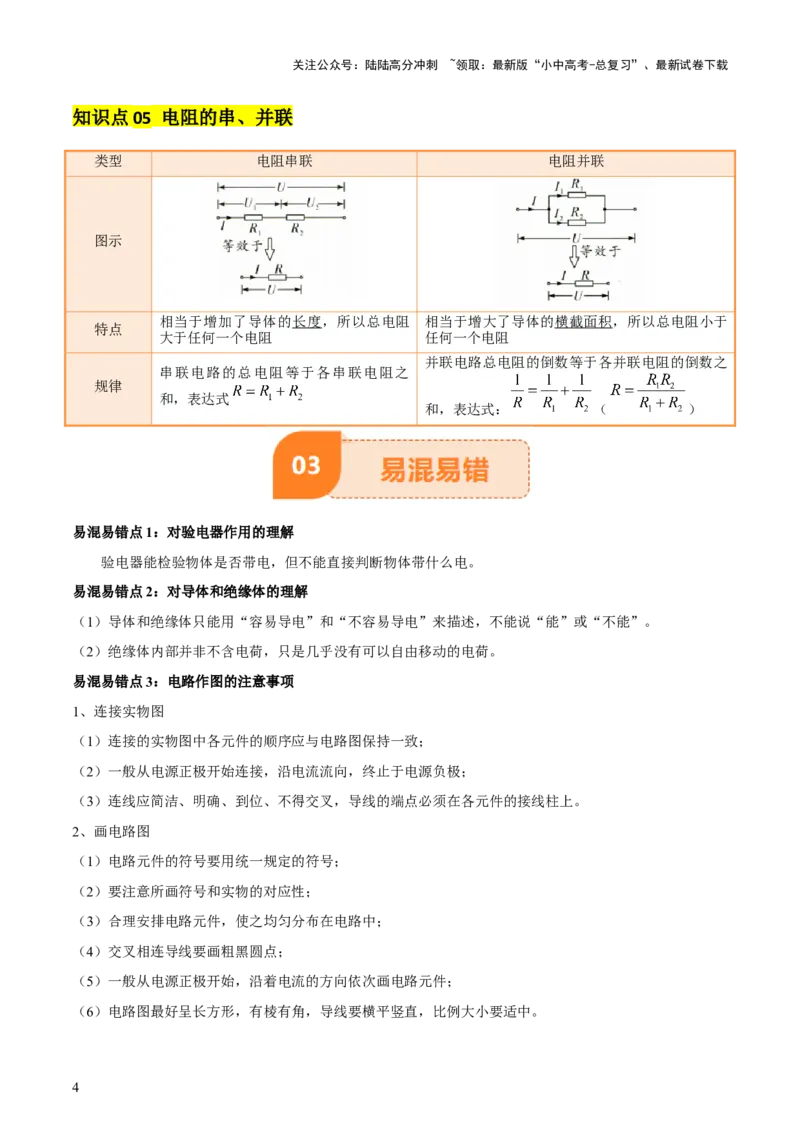 专题14电学基础（6大模块知识清单+5个易混易错+7种方法技巧+典例真题精析）（解析版）_02中考总复习（2026版更新中）_04-物理-中考总复习_2025年中考复习资料_2025年中考物理一轮知识梳理