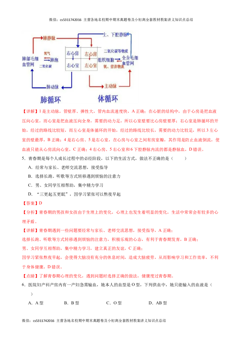 期中冲刺卷01（北京专用）（解析版）(1)_北京初中期末题_C605-京七八九_B京生物七八九_北京7下生物_2022-2024_北京生物7下期中