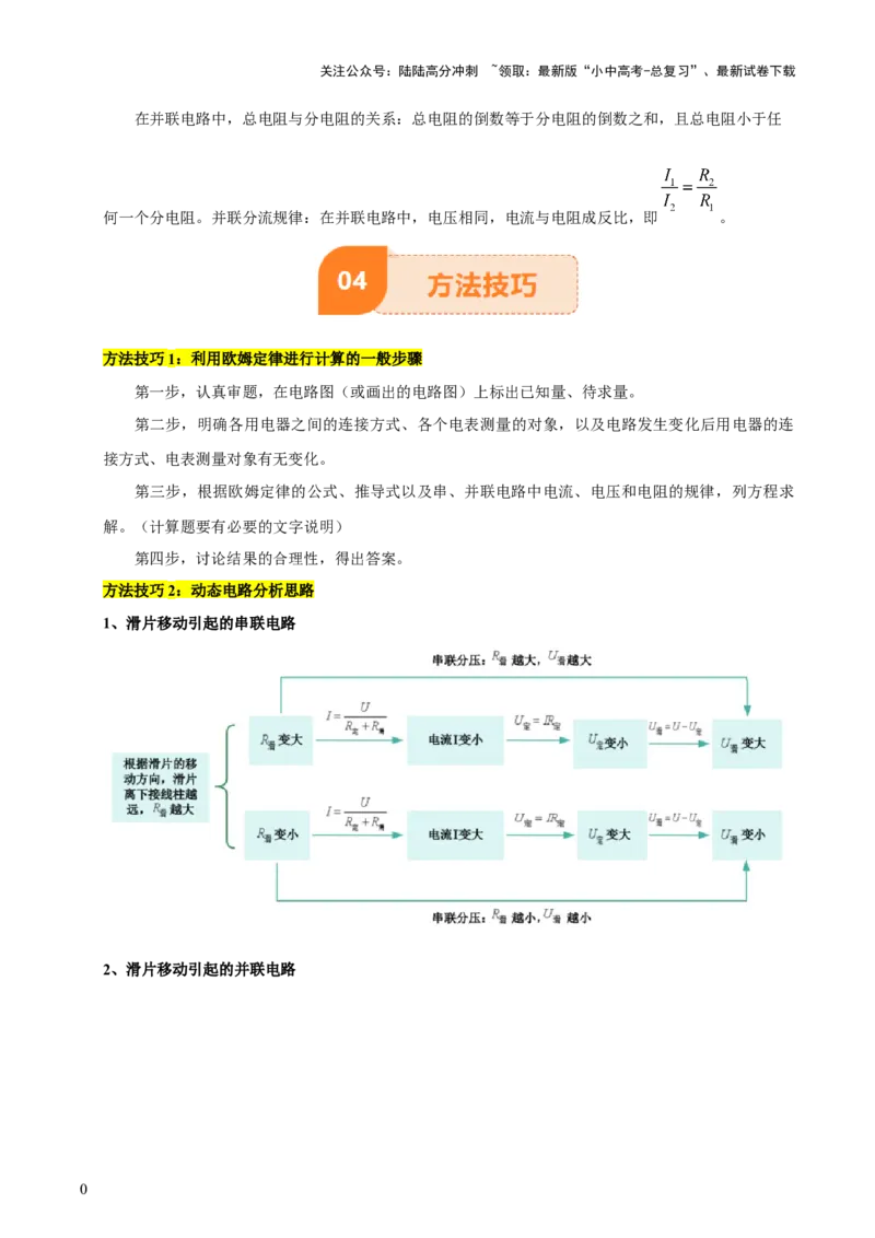 专题15欧姆定律（3大模块知识清单+4个易混易错+3种方法技巧+典例真题精析）（原卷版）_02中考总复习（2026版更新中）_04-物理-中考总复习_2025年中考复习资料_2025年中考物理一轮知识梳理