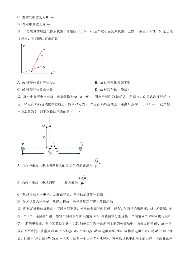 2024年高考物理真题（海南自主命题）（原卷版）_全国卷+地方卷_4.物理_1.物理高考真题试卷_2024年高考-物理_2024年海南自主命题-物理