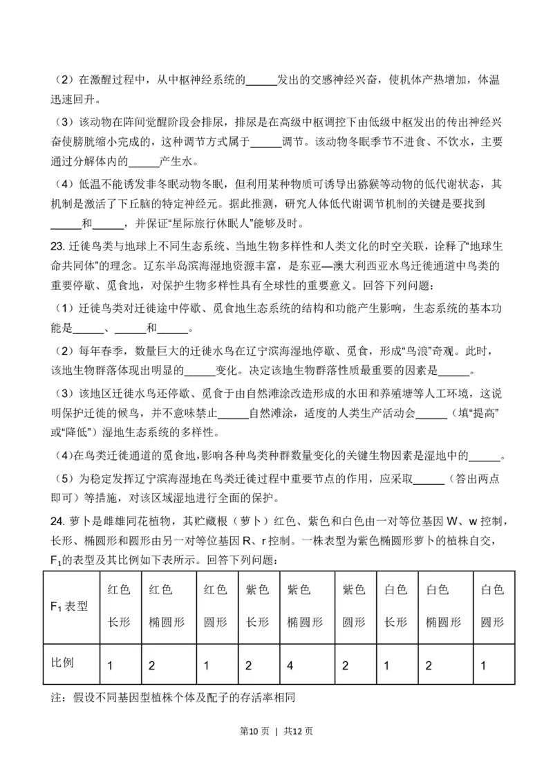 2023年高考生物试卷（辽宁）（空白卷）_A1502026各地模拟卷（超值！）_赠送：2008-2024全套高考真题_高考生物真题_新&middot;PDF版2008-2024&middot;高考生物真题_版本2：生物（按省份分类）2008-2024