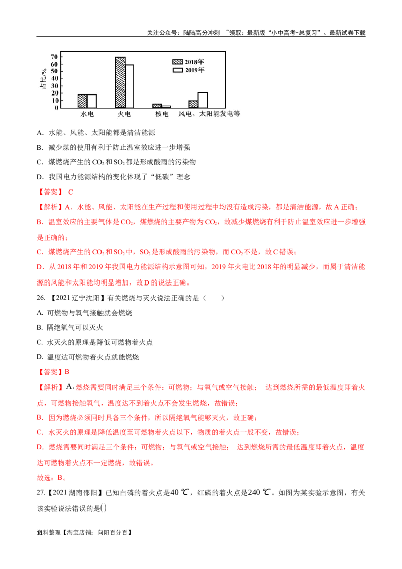 专题14燃烧及灭火化学与能源的开发利用（解析版）_02中考总复习（2026版更新中）_05-化学-中考总复习_2024年中考复习资料_专项复习资料_解析版（含答案解析，目录与原卷版一致）