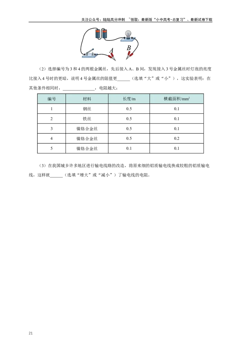 专题15电流电压电阻（知识梳理+典例+练习）-2024物理中考一轮复习精品资料（学生版）_02中考总复习（2026版更新中）_04-物理-中考总复习_2024年中考复习资料_一轮复习_配套练习
