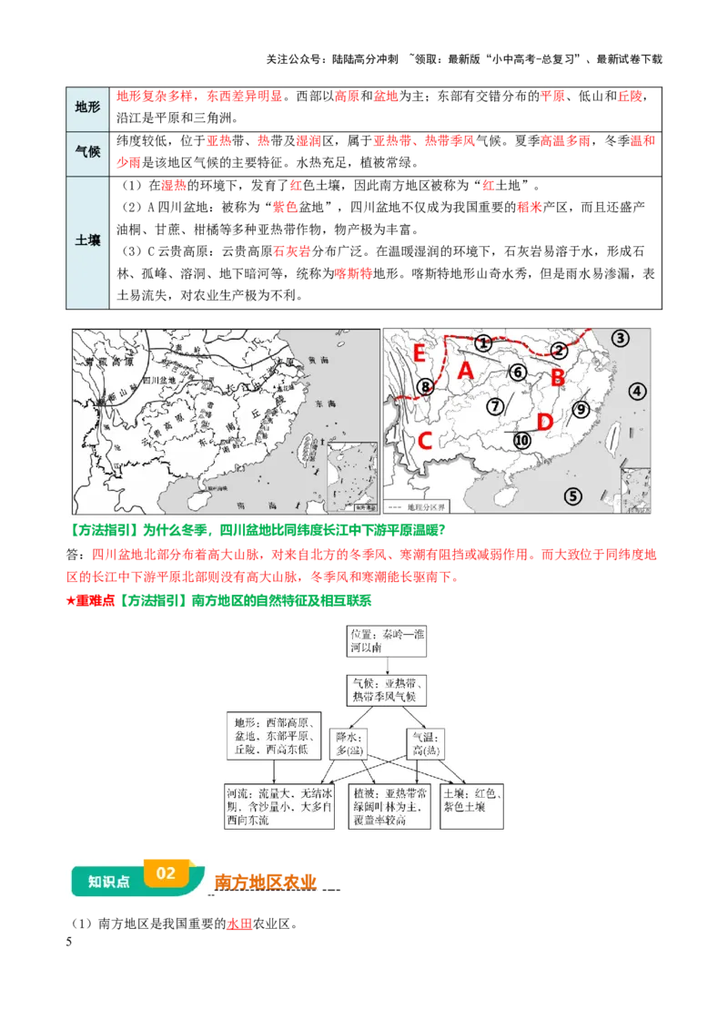 专题14南方地区-2025年中考地理知识点梳理（背诵版）_02中考总复习（2026版更新中）_09-地理-中考总复习_2025中考地理复习资料_2025年中考地理知识点_挖空版+背诵版