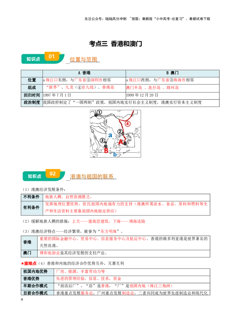 专题14南方地区-2025年中考地理知识点梳理（背诵版）_02中考总复习（2026版更新中）_09-地理-中考总复习_2025中考地理复习资料_2025年中考地理知识点_挖空版+背诵版