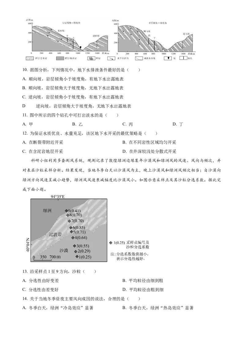 2024年湖北高考地理真题（原卷版）_全国卷+地方卷_8.地理_1.地理高考真题试卷_2024年高考-地理_2024年湖北自主命题-地理