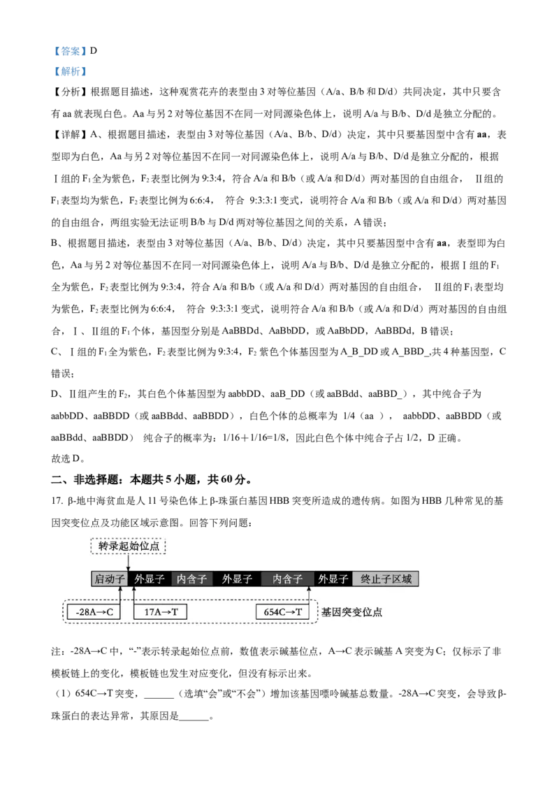 2024年高考生物真题（广西自主命题）（解析版）_全国卷+地方卷_6.生物_1.生物高考真题试卷_2024年高考-生物_2024年广西自主命题-生物