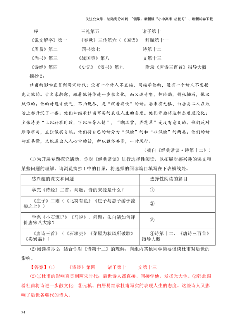 专题12诗第十二-2024年中考语文复习之《经典常谈》章节阅读与训练（解析版）_02中考总复习（2026版更新中）_01-语文-中考总复习_2024年中考资料_专项复习资料