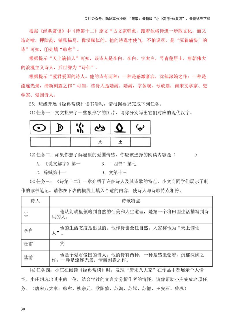 专题12诗第十二-2024年中考语文复习之《经典常谈》章节阅读与训练（解析版）_02中考总复习（2026版更新中）_01-语文-中考总复习_2024年中考资料_专项复习资料