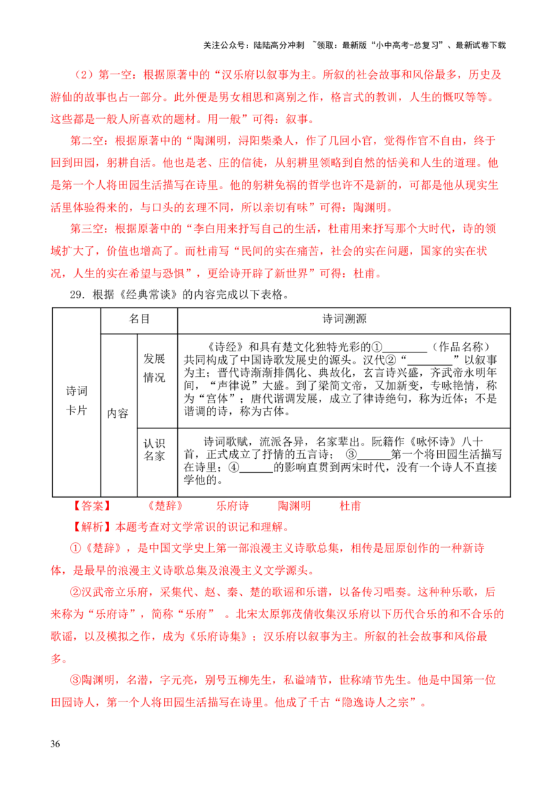 专题12诗第十二-2024年中考语文复习之《经典常谈》章节阅读与训练（解析版）_02中考总复习（2026版更新中）_01-语文-中考总复习_2024年中考资料_专项复习资料