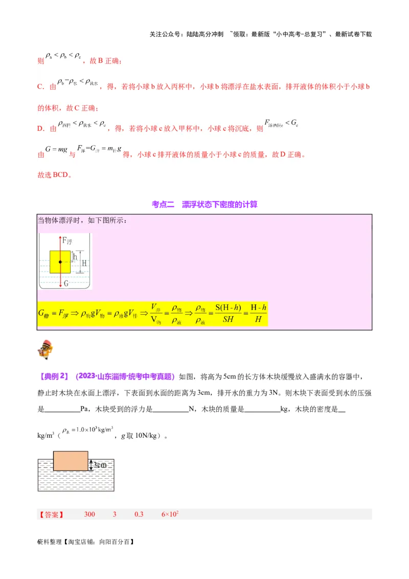 专题15物体沉浮条件及其应用（解析版）_02中考总复习（2026版更新中）_04-物理-中考总复习_2024年中考复习资料_一轮复习_完备战2024年中考物理一轮复习考点帮（全国通用）