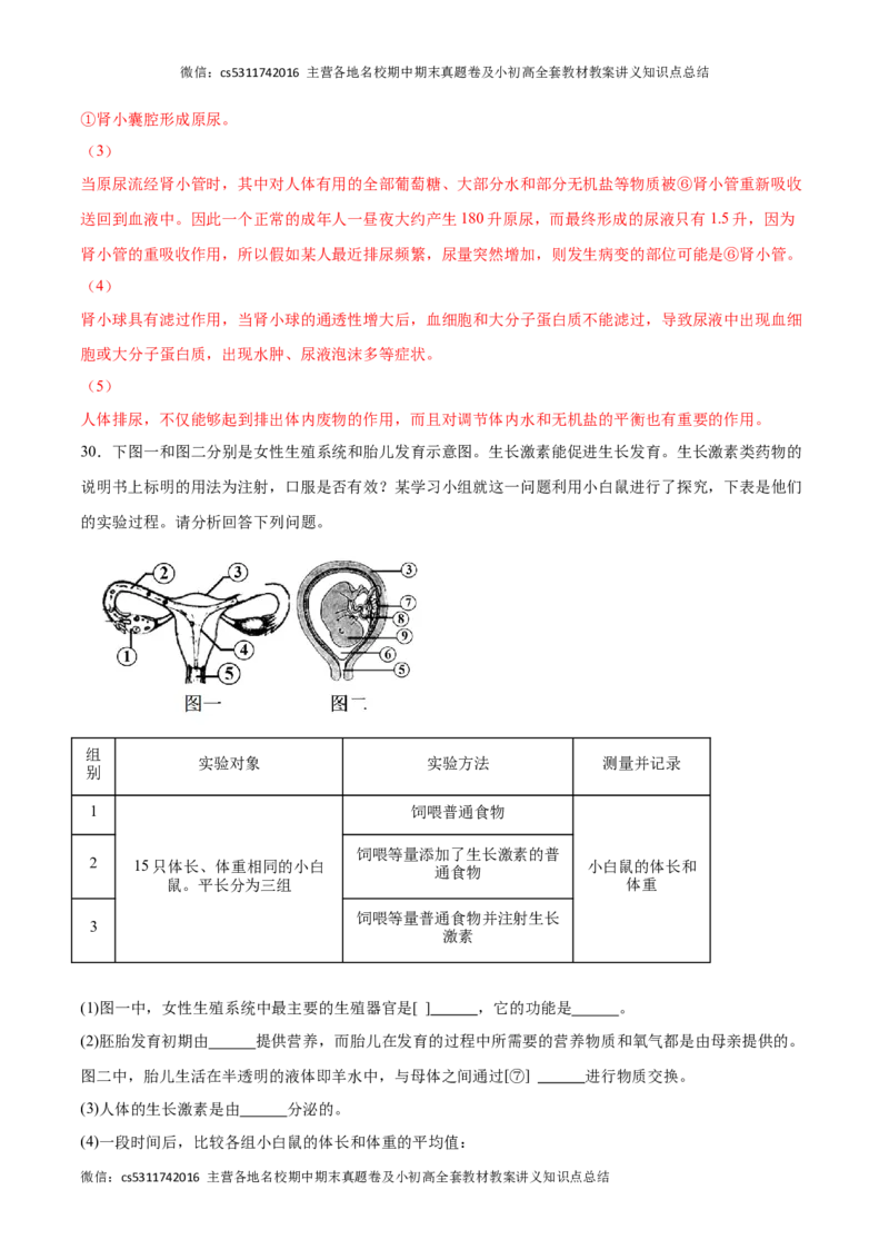 期末冲刺卷01（北京专用）（解析版）(1)_北京初中期末题_C605-京七八九_B京生物七八九_北京7下生物_2022-2024_北京生物7下期末