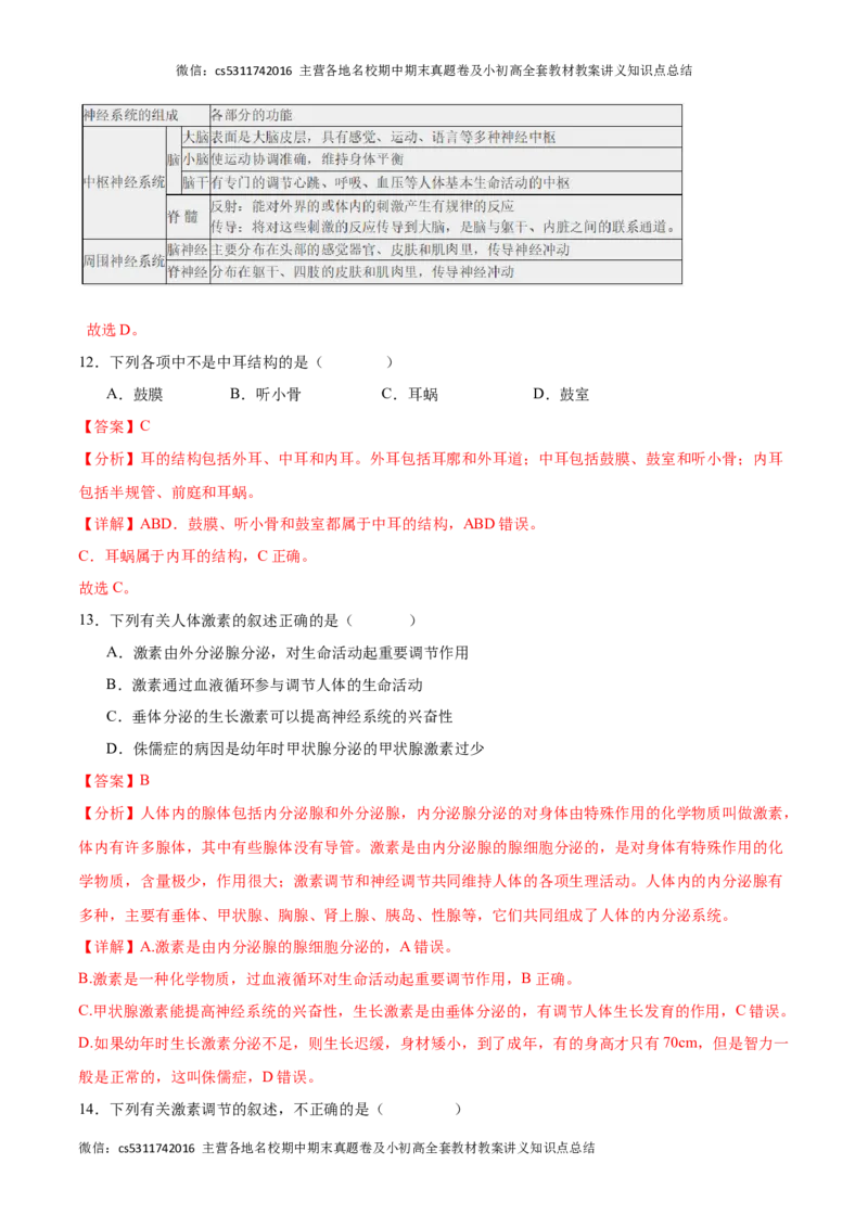 期末冲刺卷01（北京专用）（解析版）(1)_北京初中期末题_C605-京七八九_B京生物七八九_北京7下生物_2022-2024_北京生物7下期末