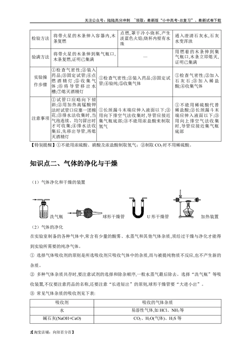 专题15气体的制取与净化（解析版）_02中考总复习（2026版更新中）_05-化学-中考总复习_2024年中考复习资料_一轮复习资料_完2024年中考化学复习考点一遍过（全国通用）