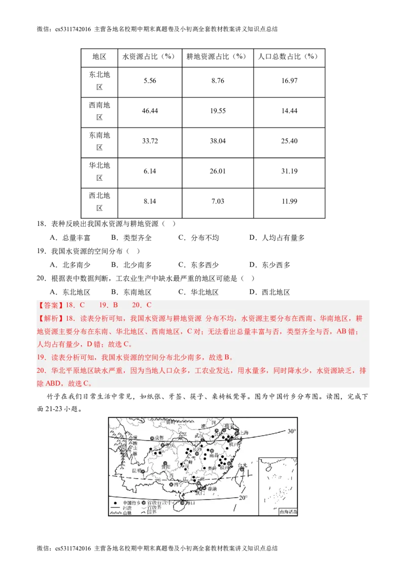 北京卷C（七年级地理&middot;期末真题&middot;必刷卷）-期末真题&middot;必刷卷2023-2024学年七年级地理下学期期末真题综合测试卷（解析版）(1)_北京初中期末题_C605-京七八九_B京地理七八九_地理_2022-2024