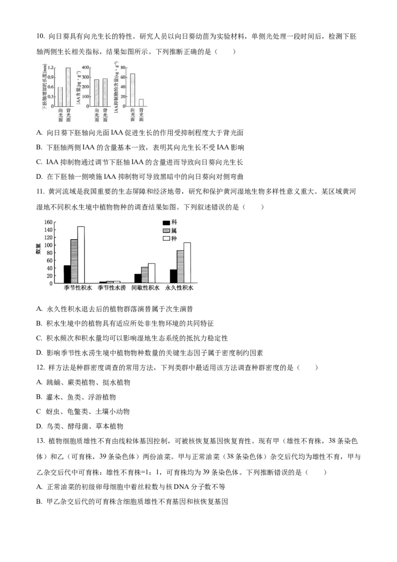 2025年高考生物真题（河南自主命题）（原卷版）_全国卷+地方卷_6.生物_1.生物高考真题试卷_2025年高考-生物_2025年河南自主命题