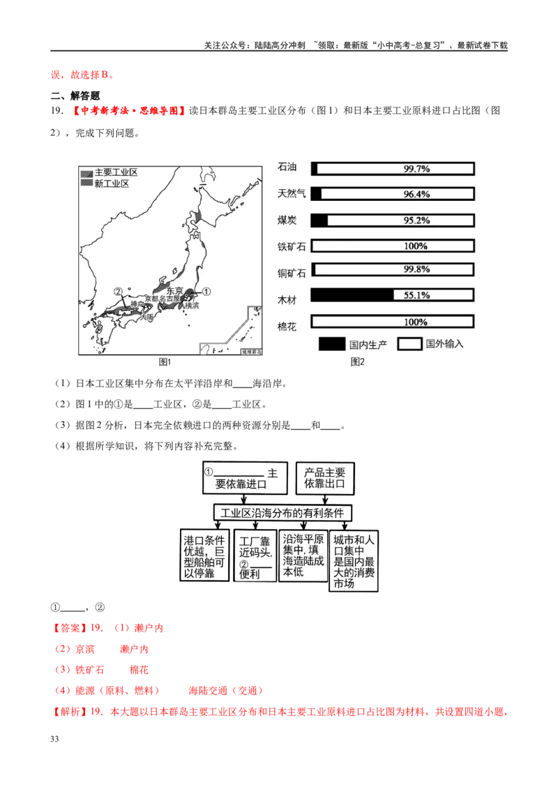 专题13日本和埃及（梯级进阶练）（解析版）_02中考总复习（2026版更新中）_09-地理-中考总复习_2024年中考复习资料_一轮复习_❤2024年中考地理一轮复习讲练测（全国通用）_配套练习