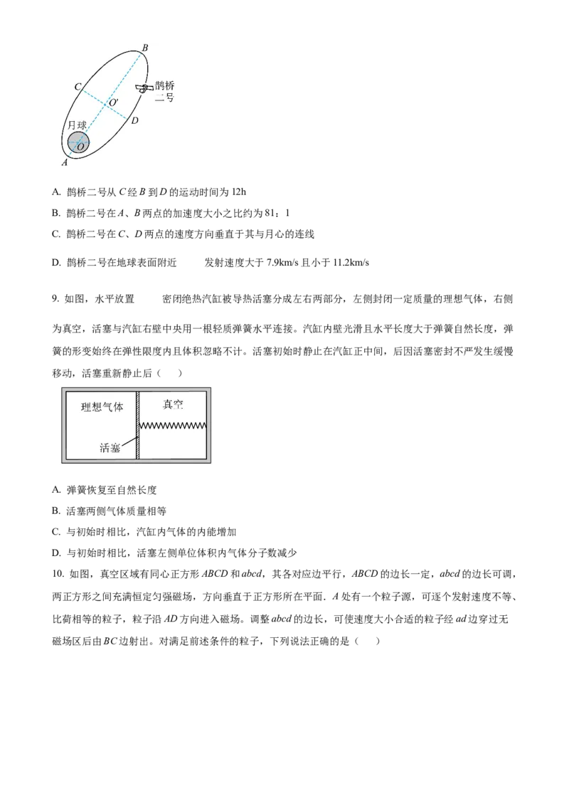 2024年高考物理真题（河北自主命题）（原卷版）_全国卷+地方卷_4.物理_1.物理高考真题试卷_2024年高考-物理_2024年河北自主命题-物理