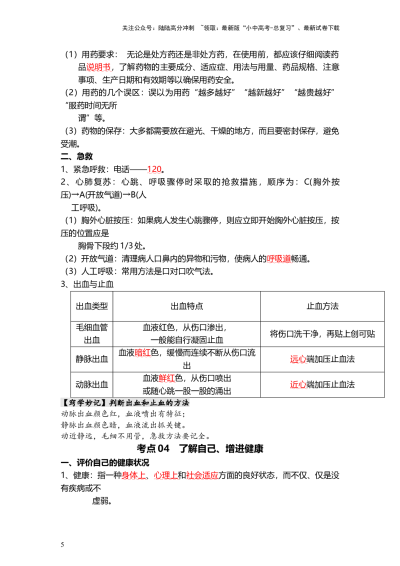 专题15健康地生活（背记帮）-备战2024年中考生物一轮复习考点帮_02中考总复习（2026版更新中）_08-生物-中考总复习_2024年中考复习资料_一轮复习_必背考点