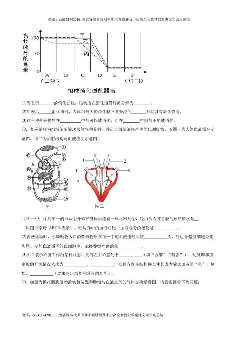 期中冲刺卷02（北京专用）（原卷版）(1)_北京初中期末题_C605-京七八九_B京生物七八九_北京7下生物_2022-2024_北京生物7下期中