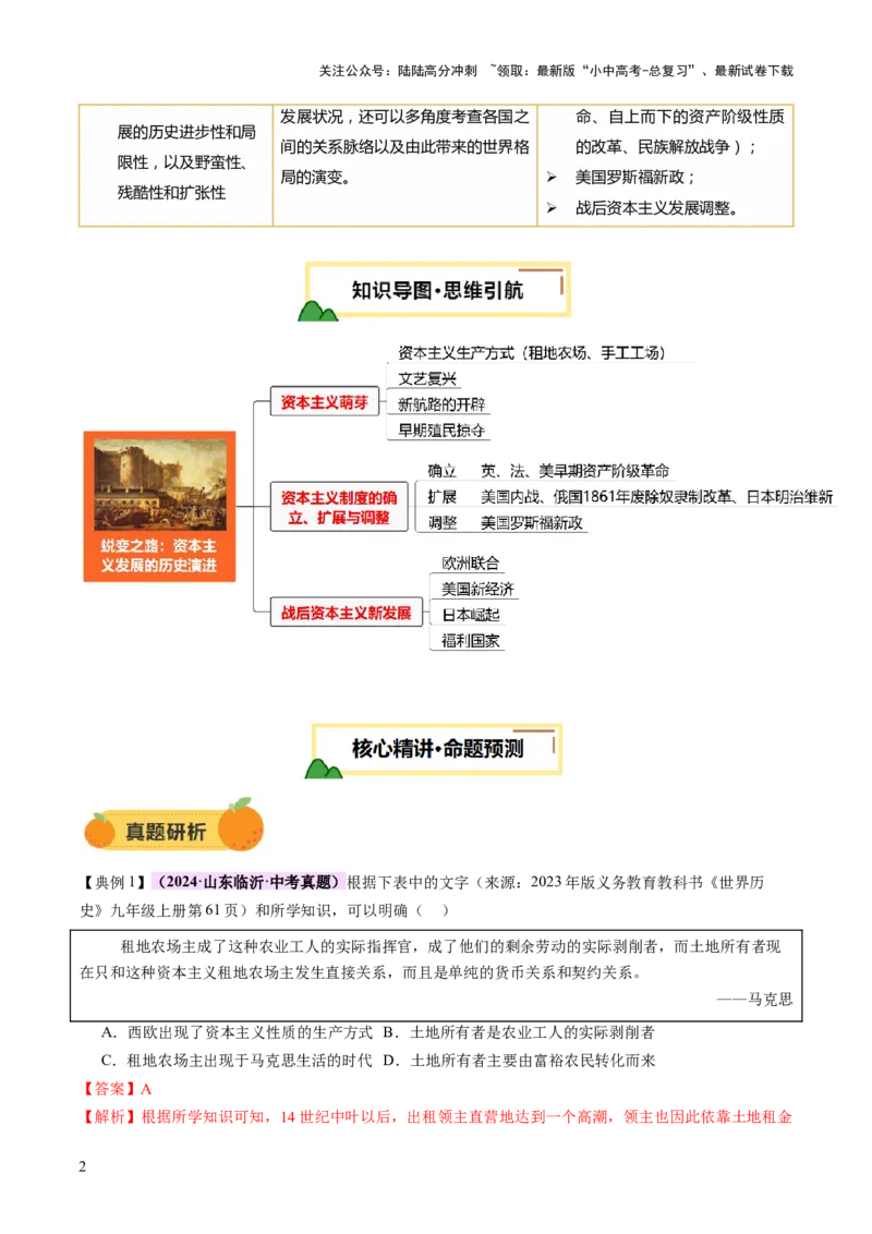 专题13蜕变之路：资本主义发展的历史演进（讲练）（解析版）_02中考总复习（2026版更新中）_06-历史-中考总复习_2025年中考复习资料_2025中考二轮课件ppt+讲义+练习历史_讲义+练习