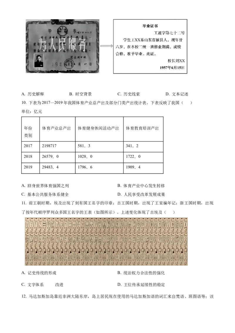 2024年高考历史真题（福建自主命题）（原卷版）_全国卷+地方卷_7.历史_1.历史高考真题试卷_2024年高考-历史_2024年福建自主命题-历史