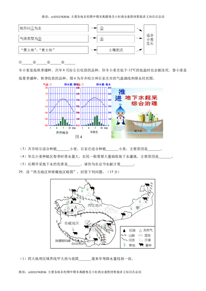 2022-2023学年七年级地理下学期期末质量检测预测押题卷01（北京专用）（原卷版）(1)_北京初中期末题_C605-京七八九_B京地理七八九_地理_北京7下地理_2022-2024_北京地理7下期末