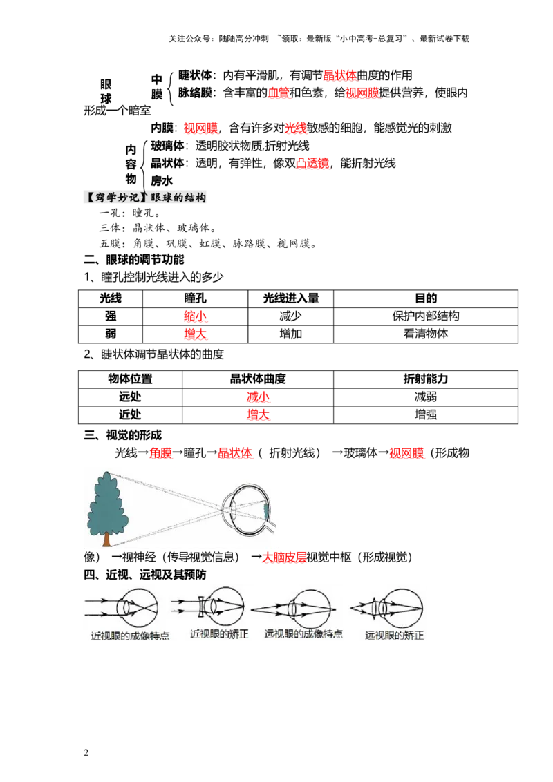 专题14人体生命活动的调节（背记帮）-备战2024年中考生物一轮复习考点帮_02中考总复习（2026版更新中）_08-生物-中考总复习_2024年中考复习资料_一轮复习_必背考点