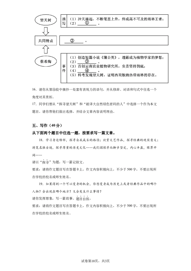 北京市东城区2022-2023学年八年级上学期期末语文试题附解析(1)_北京初中期末题_C605-京七八九_B语文七八九_北京语文八上_2022-2023以前