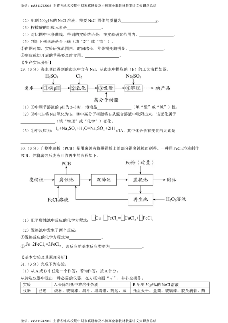 2024年北京市东城区中考一模化学试题(1)_北京初中期末题_C605-京七八九_B京化学七八九_北京9下化学（含中考模拟）_北京化学9下一二模