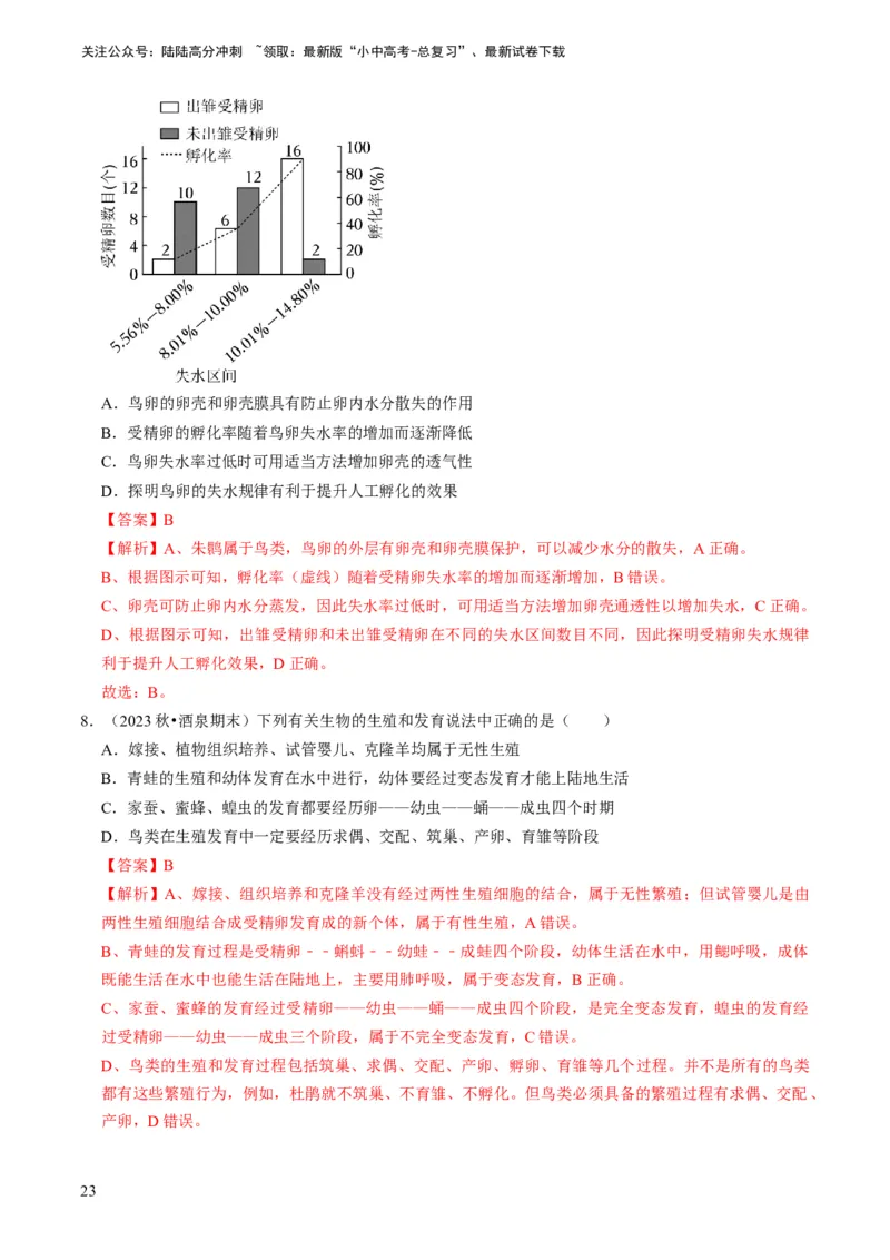 专题13生物的生殖和发育（解析版）_02中考总复习（2026版更新中）_08-生物-中考总复习_2024年中考复习资料_专项复习_备战2024年中考生物真题题源解密