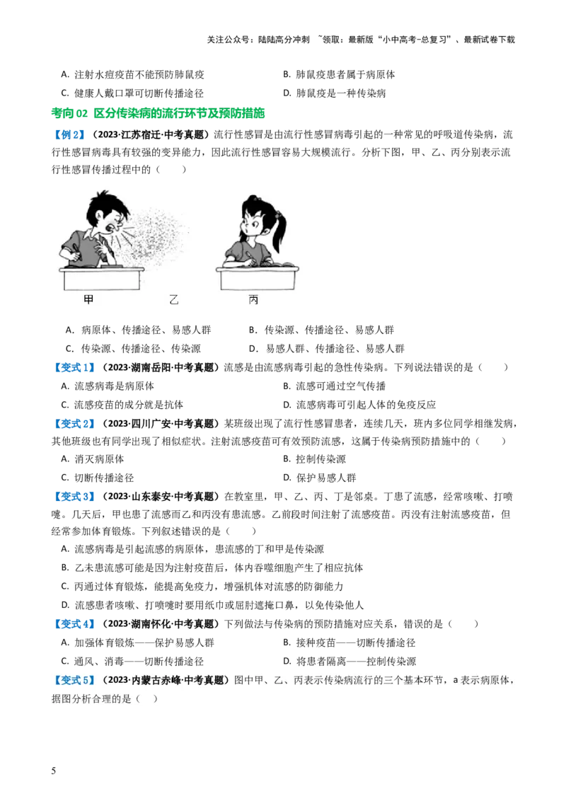 专题15健康地生活（讲义）（原卷版）_02中考总复习（2026版更新中）_08-生物-中考总复习_2024年中考复习资料_一轮复习_❤2024年中考生物一轮复习讲练测（全国通用）_讲义