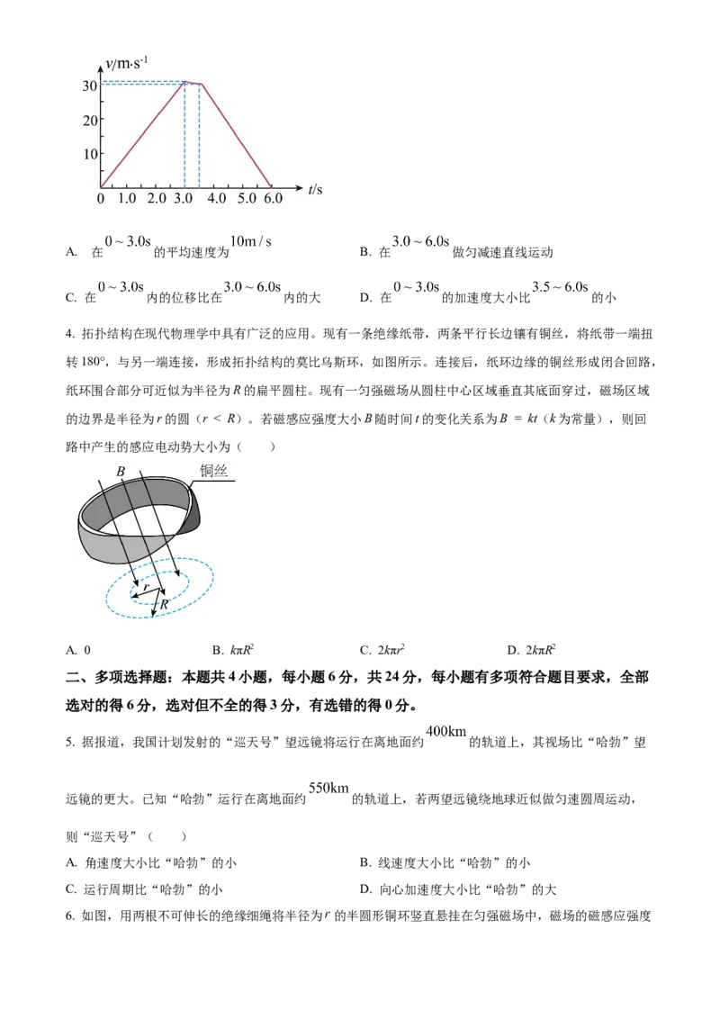 2024年高考物理真题（福建自主命题）（原卷版）_全国卷+地方卷_4.物理_1.物理高考真题试卷_2024年高考-物理_2024年福建自主命题-物理