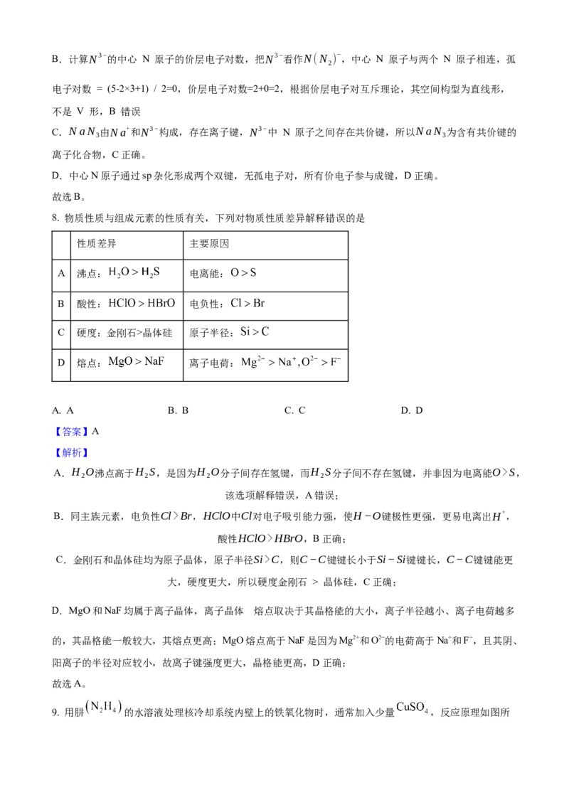 2025年高考化学真题（山东自主命题）（解析版）_全国卷+地方卷_5.化学_1.化学高考真题试卷_2025年高考-化学_2025年山东自主命题
