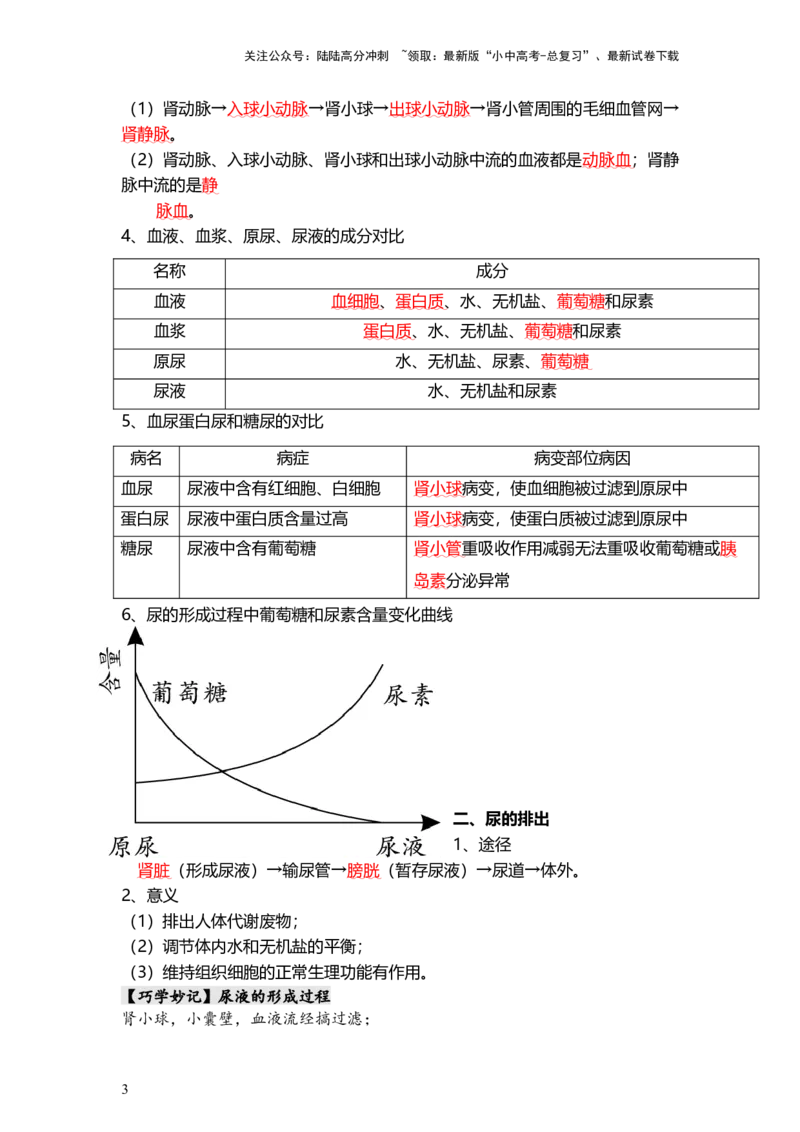 专题13人体内废物的排出（背记帮）-备战2024年中考生物一轮复习考点帮_02中考总复习（2026版更新中）_08-生物-中考总复习_2024年中考复习资料_一轮复习_必背考点