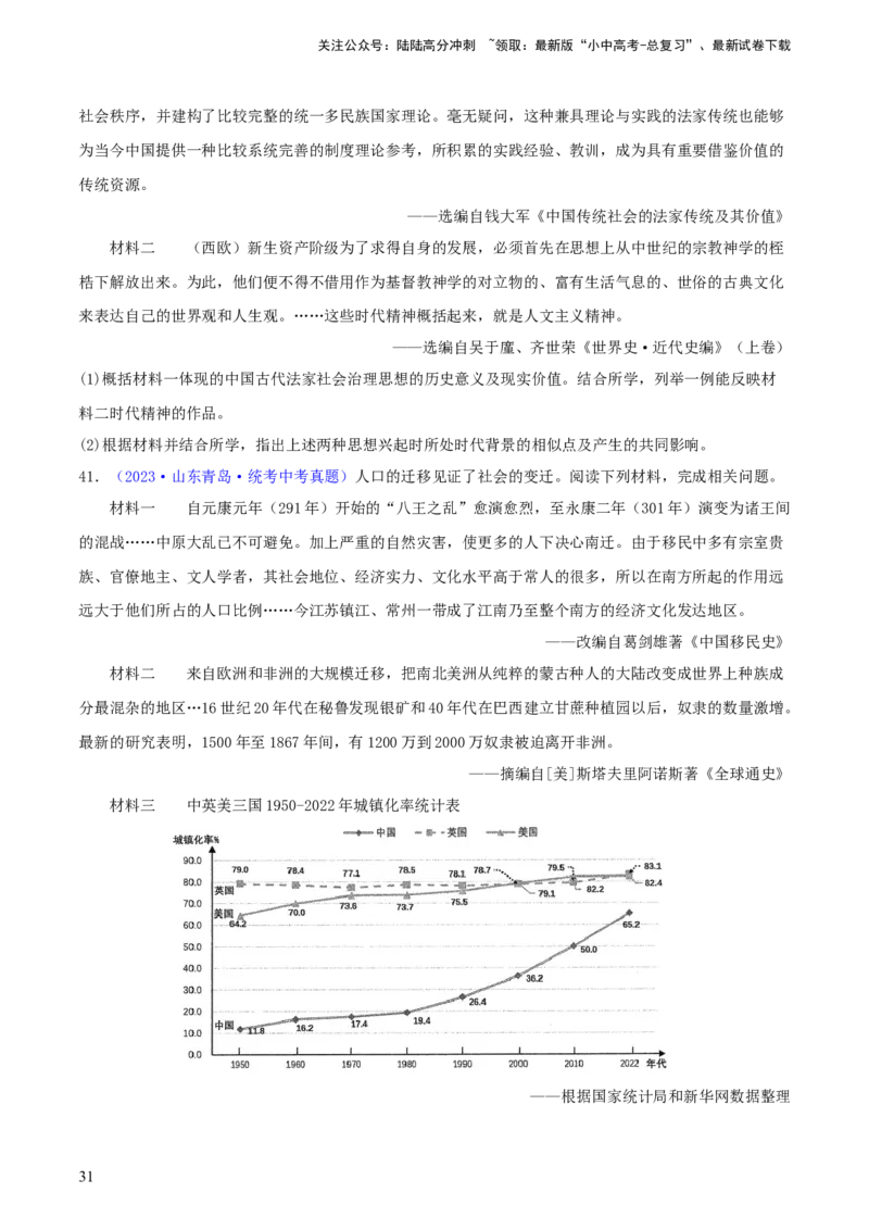 专题13概括归纳总结类材料综合题（含答题技巧，题型专练70题）（原卷版）_02中考总复习（2026版更新中）_06-历史-中考总复习_2024年中考复习资料_二轮复习