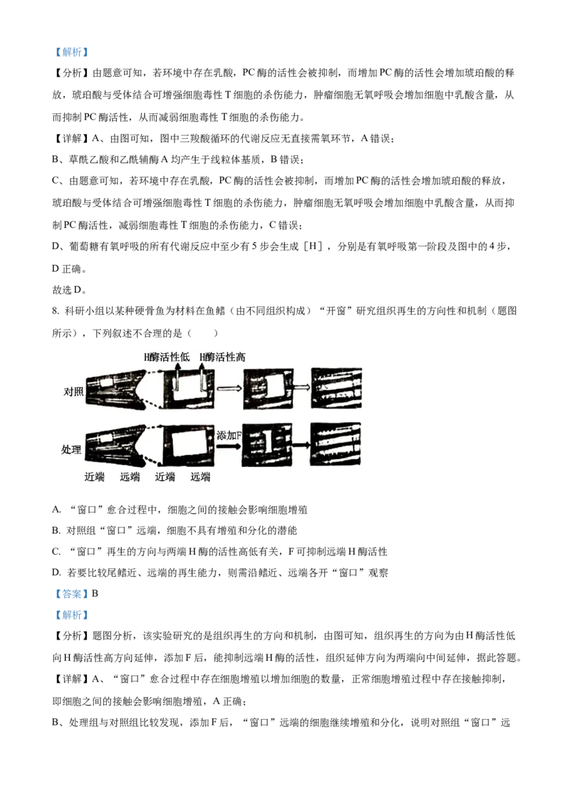 2024年高考生物真题（重庆自主命题）（解析版）_全国卷+地方卷_6.生物_1.生物高考真题试卷_2024年高考-生物_2024年重庆自主命题-生物