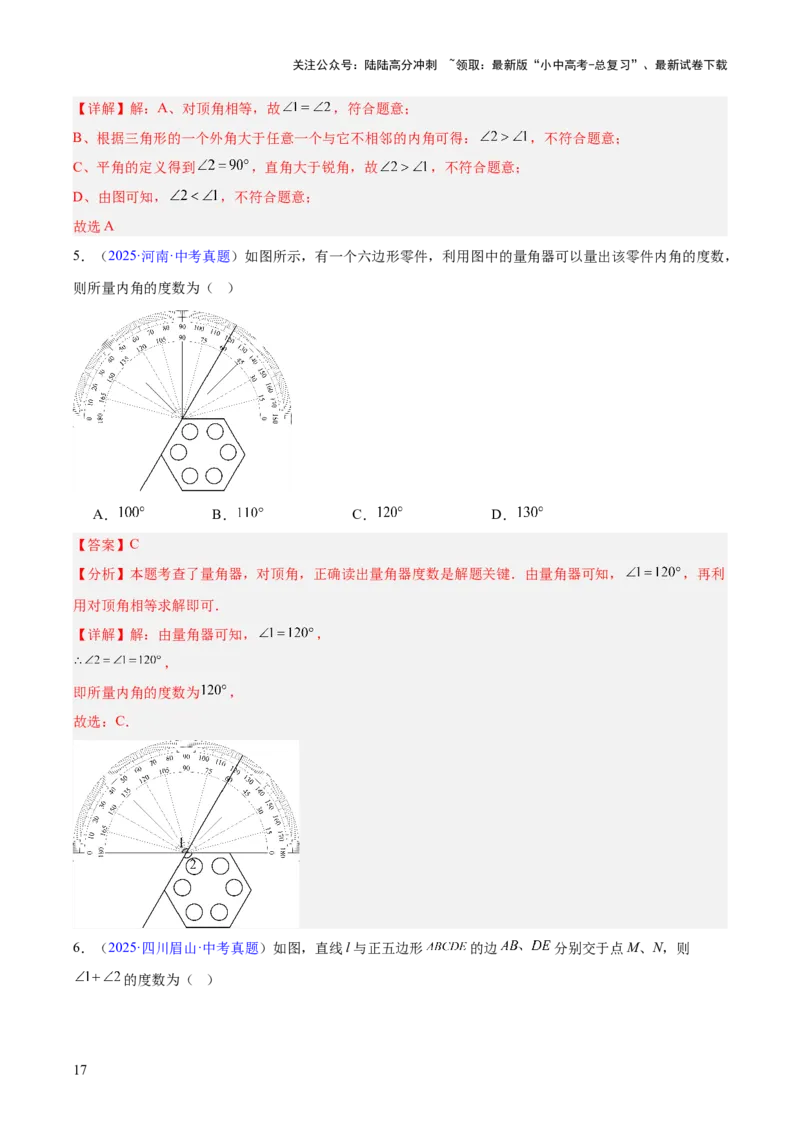 专题13几何图形初步与平行线（全国通用）（解析版）_02中考总复习（2026版更新中）_02-数学-中考总复习_2026年中考复习（更新中）