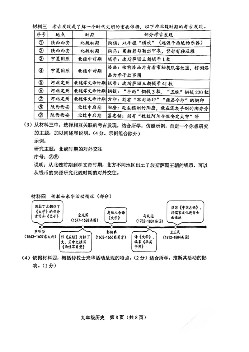 北京市丰台区2023-2024学年九年级上学期期中考试历史试题(1)_北京初中期末题_C605-京七八九_B京历史七八九_北京9上历史_北京历史9上期中
