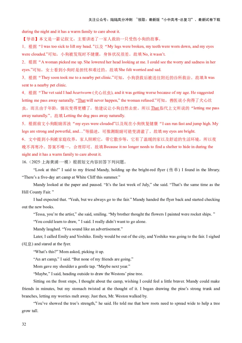 专题13阅读表达（答题模板）（解析版）_02中考总复习（2026版更新中）_03-英语-中考总复习_2025中考复习资料_2025年中考英语答题方法模板