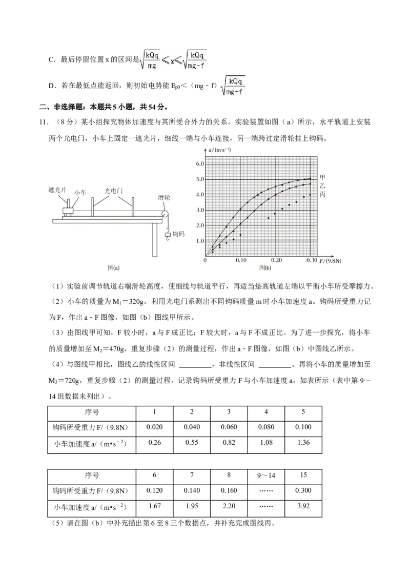 2024年高考物理真题（江西自主命题）（原卷版）_全国卷+地方卷_4.物理_1.物理高考真题试卷_2024年高考-物理_2024年江西自主命题-物理